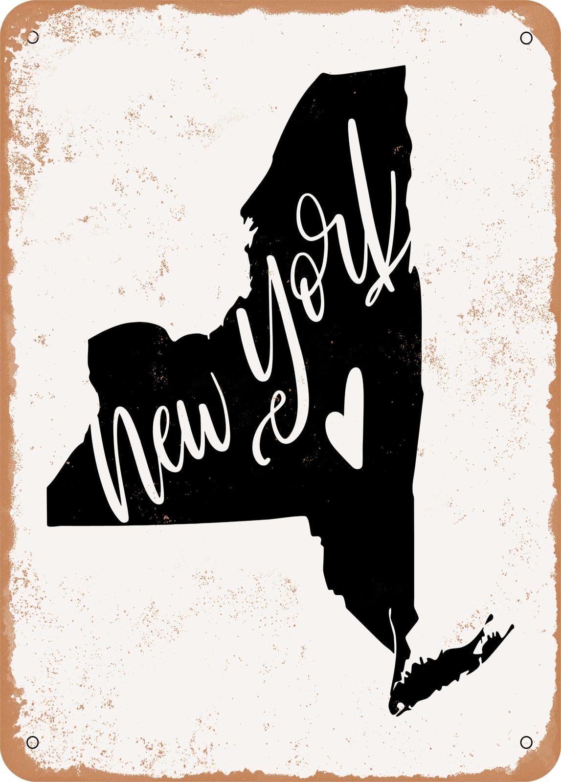 Metal Sign - New York Heart - Vintage Rusty Look home decor