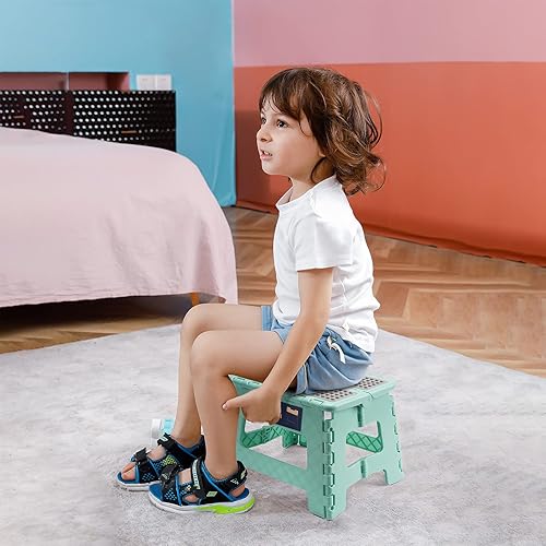 Miniatura 46 de Flottian Taburete plegable de 18 pulgadas para adultos y niños con capacidad para hasta 300 libras, taburetes plegables antideslizantes con asa,