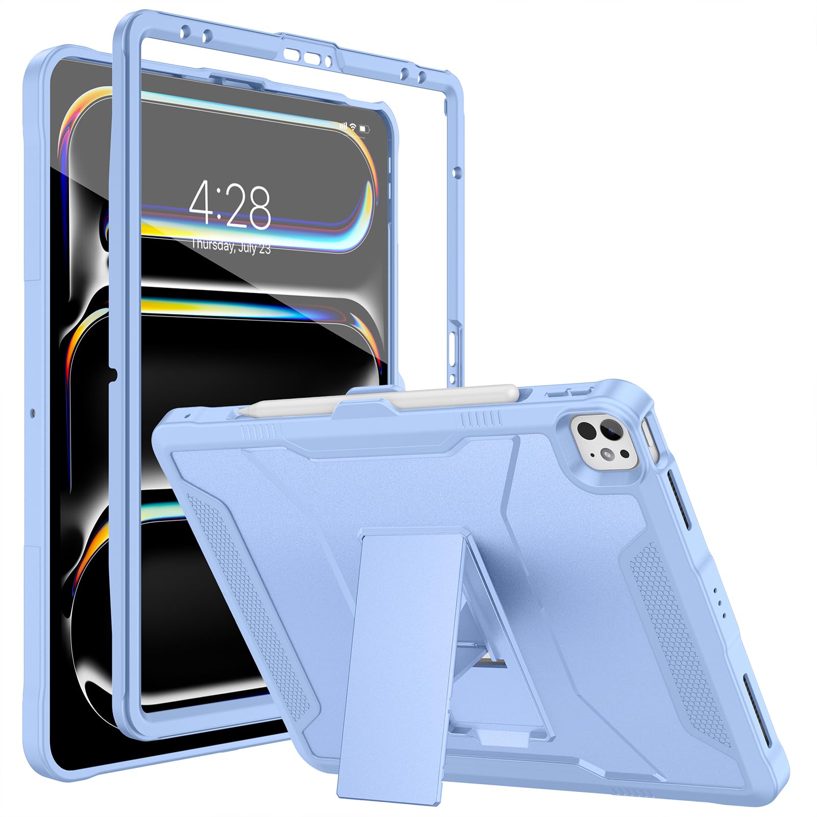 Soke Case for iPad Air 13 Inch M3/M2 (2025/2024),iPad Pro 13 Inch M4,iPad Pro 12.9(2022 2021 2020,6th/5th/4th Gen), Rugged Shockproof Protective Cover with Built-in Kickstand - Light Blue