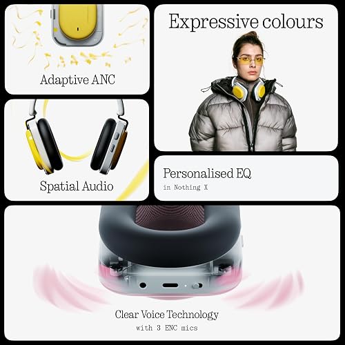Nothing Headphone (a) Kabellose Over-Ear Kopfhörer mit ANC, bis zu 135h Akkulaufzeit, Hi-Res, LDAC, Anpassbare taktile Steuerung – Schwarz - 3