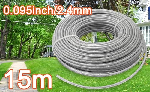 Zeqeey Heavy Duty Round Steel Core Grass Trimmer Line 0.095 inch 2.4mm x 15m Weed Universal Strimmer String Wire Rope with Nylon Cover 6 Zeqeey Heavy Duty Round Steel Core Grass Trimmer Line 0.095 inch 2.4mm x 15m Weed Universal Strimmer String Wire Rope with Nylon Cover - Image 6