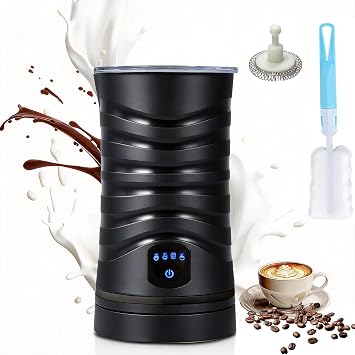4-in-1 Electric Milk Frother and Warmer, 430ml Automatic Milk Warmer and Frother, Quiet Hot & Cold Milk Foamer Maker and Milk Steamer for Coffee, Latte, Cappuccino, Macchiato, Hot Chocolate