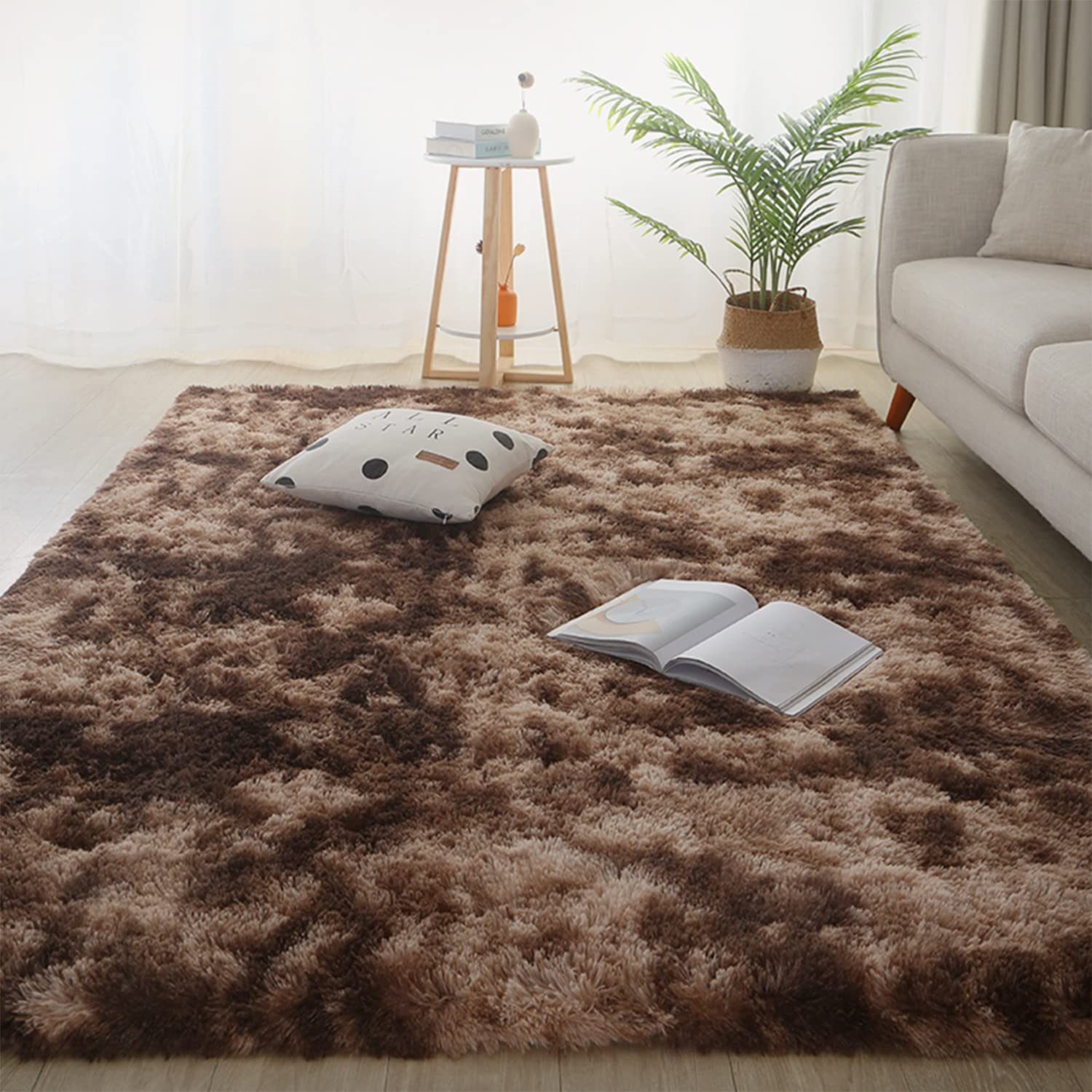 Jyswx Soft Shaggy Area Rugs for Living Room - Modern Bedroom Rugs Small to Extra Large Size - Fulffy Carpets Nursery Rugs Non Shedding Washable for Home Dormitory Decorative, Coffee, 50x80CM โ image 1