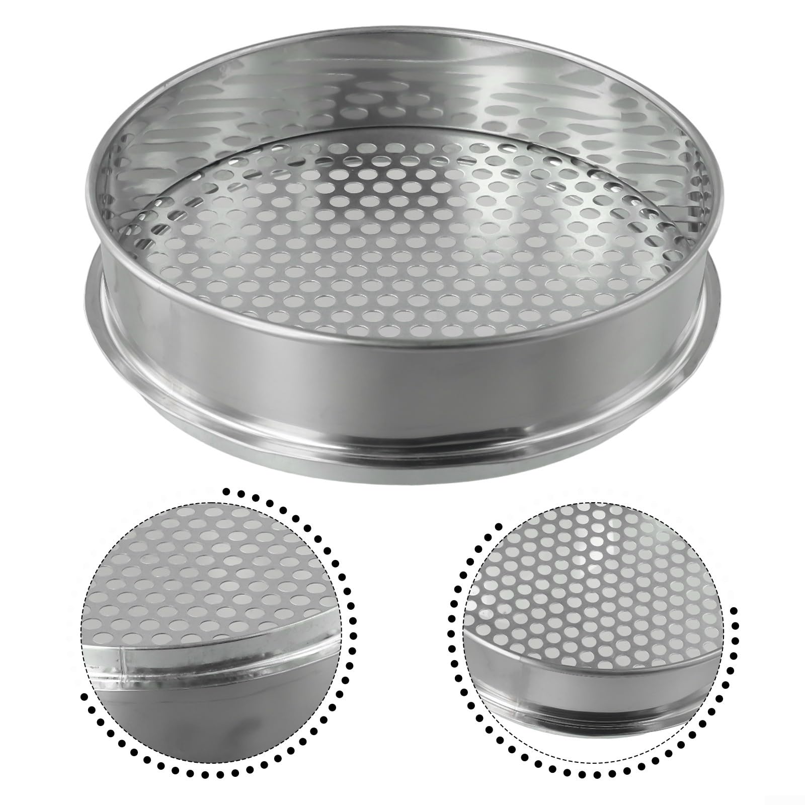 Tamis De Jardinage En Métal – Diamètre 20 Cm, Maille Ronde 12 Mm – Outil Solide Pour Tamiser Terre, Compost Et Terreau