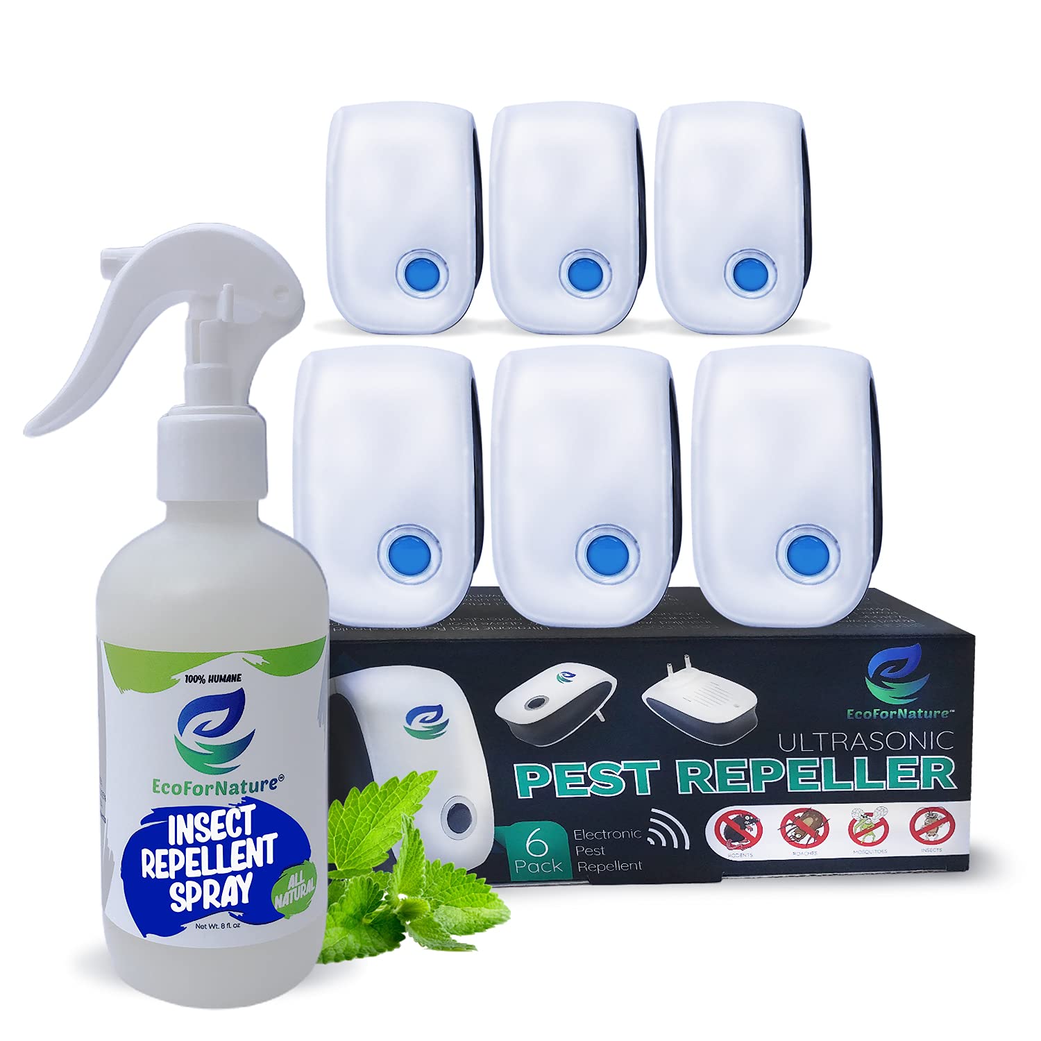 Buy EcoForNature Ultrasonic Pest Repeller with Peppermint Oil Spray 6