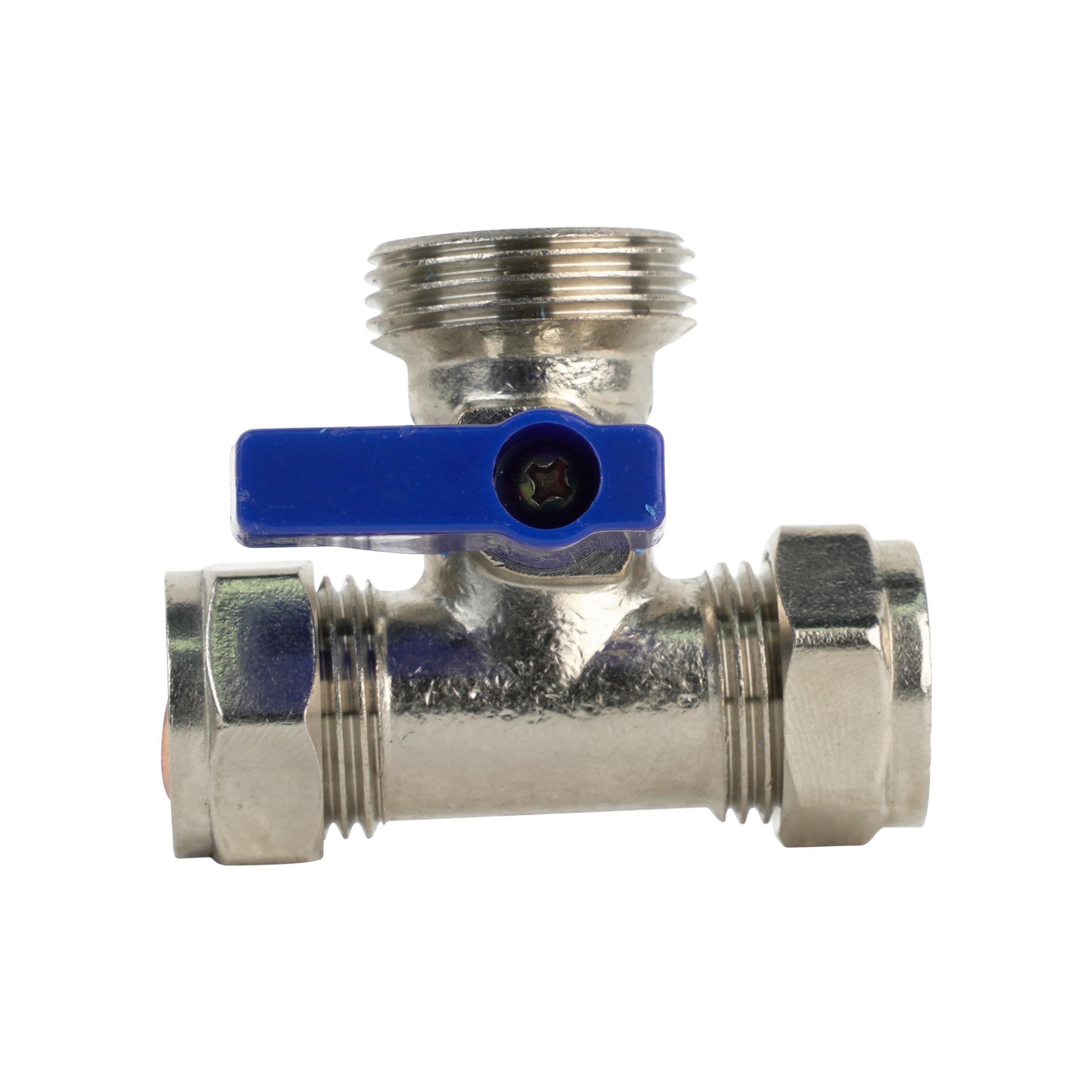 Plumb Bliss Washing Machine Valve - Tee (15mm x 15mm x 3/4"), Chrome, 1.97 inches
