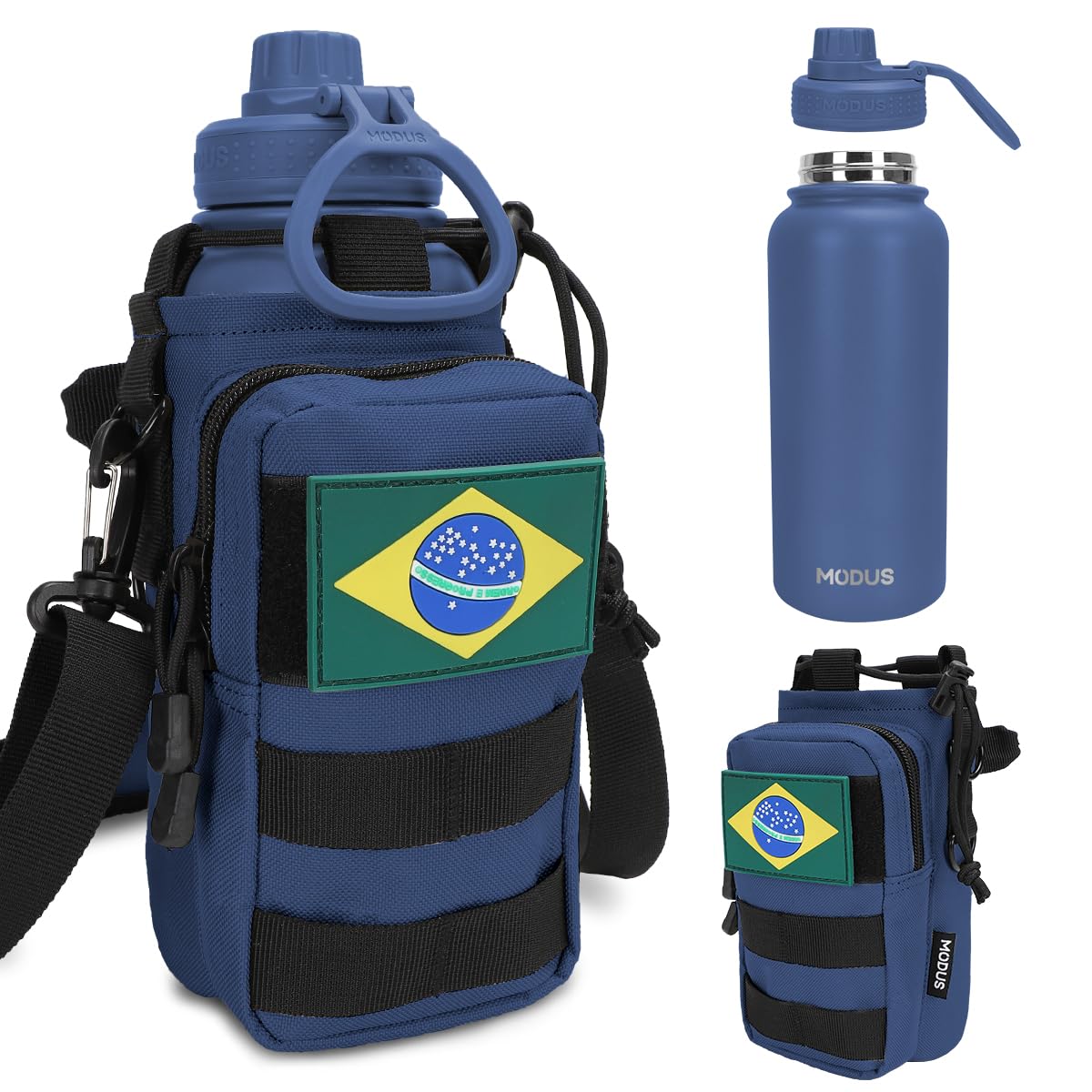 MODUS Garrafa Térmica Inox 950ml com Bolsa Porta Manter Frio ou Quente por Horas (Azul)