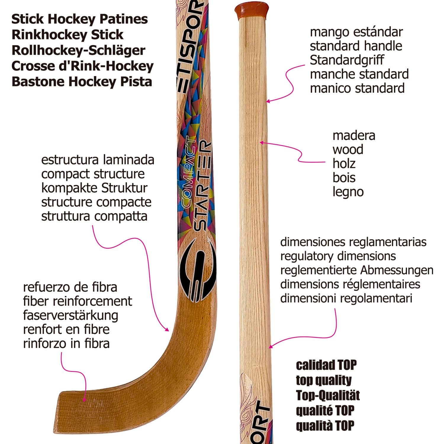 ETISPORT Stick Hockey Patines Compact Starter Reforzado Jóvenes Dimensiones Estándar