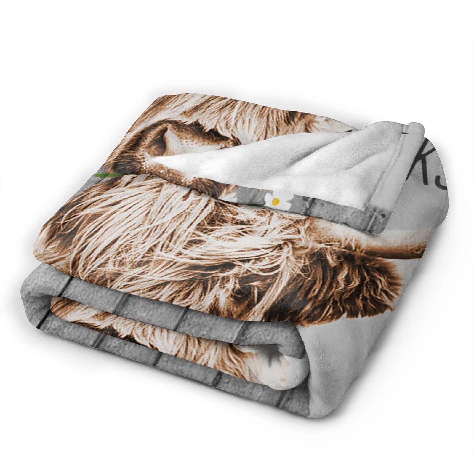 Beynepe Highland Cow Blanket Cute Farmhouse Cow Print Plush Throw Blankets Soft Cozy Fleece Warm Farm Animal Bedding Blanket Gifts for Girls Kids Couch Travel 40''X50''