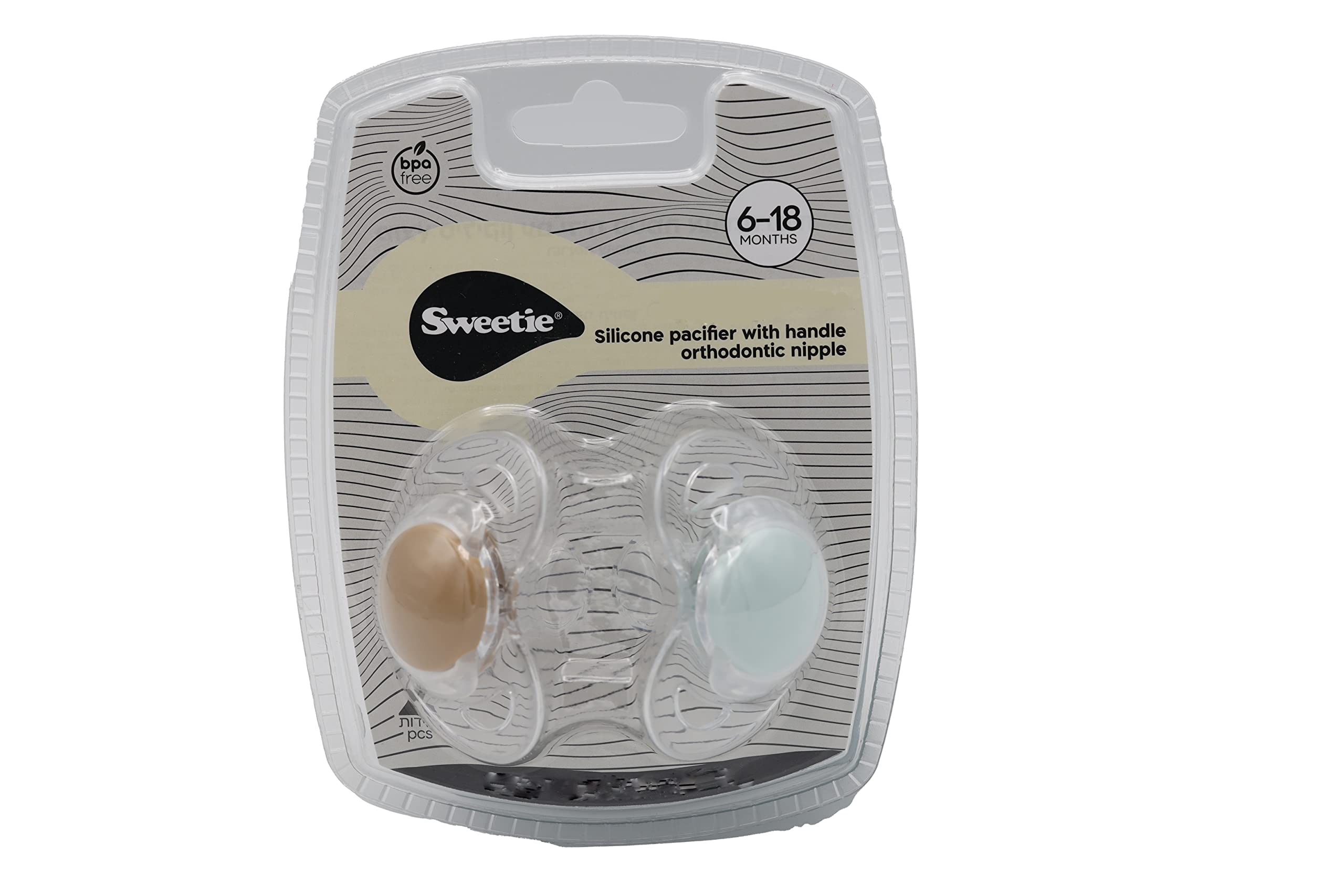 SWEETIE TRITAN ORTHODENTIC Pacifier Silicone Nipple 2PCS 6-18M (6-12 Months, Brown & Green)