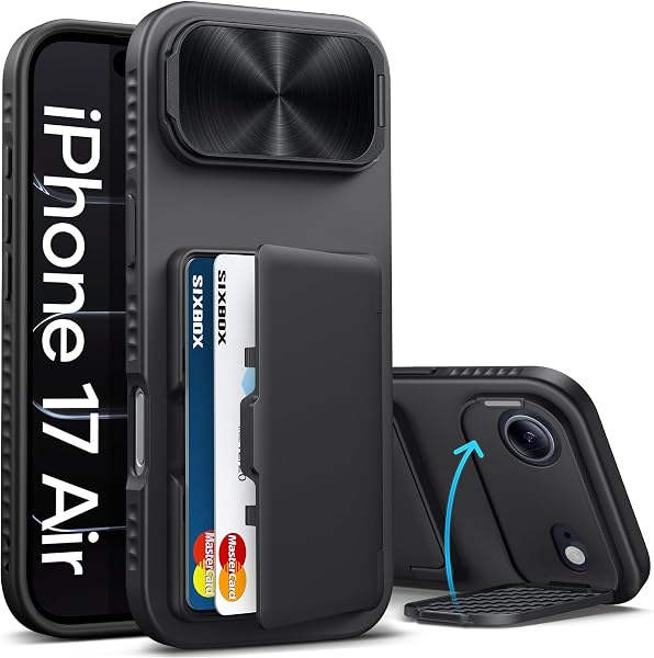 for iPhone Air Case Wallet, Built-in Stand & Card Holder & Camera Cover…