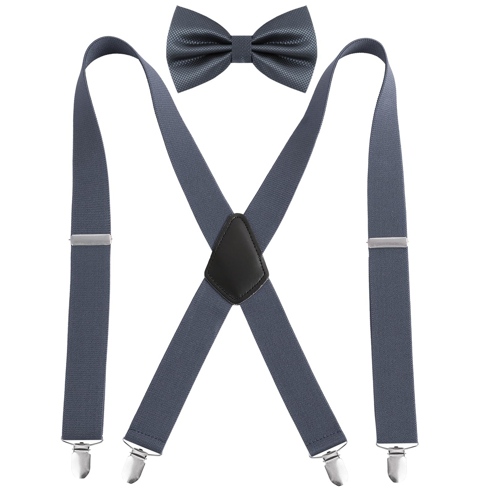 Alizeal Mens Suspender Pre-tied Bow Tie Set, Gray