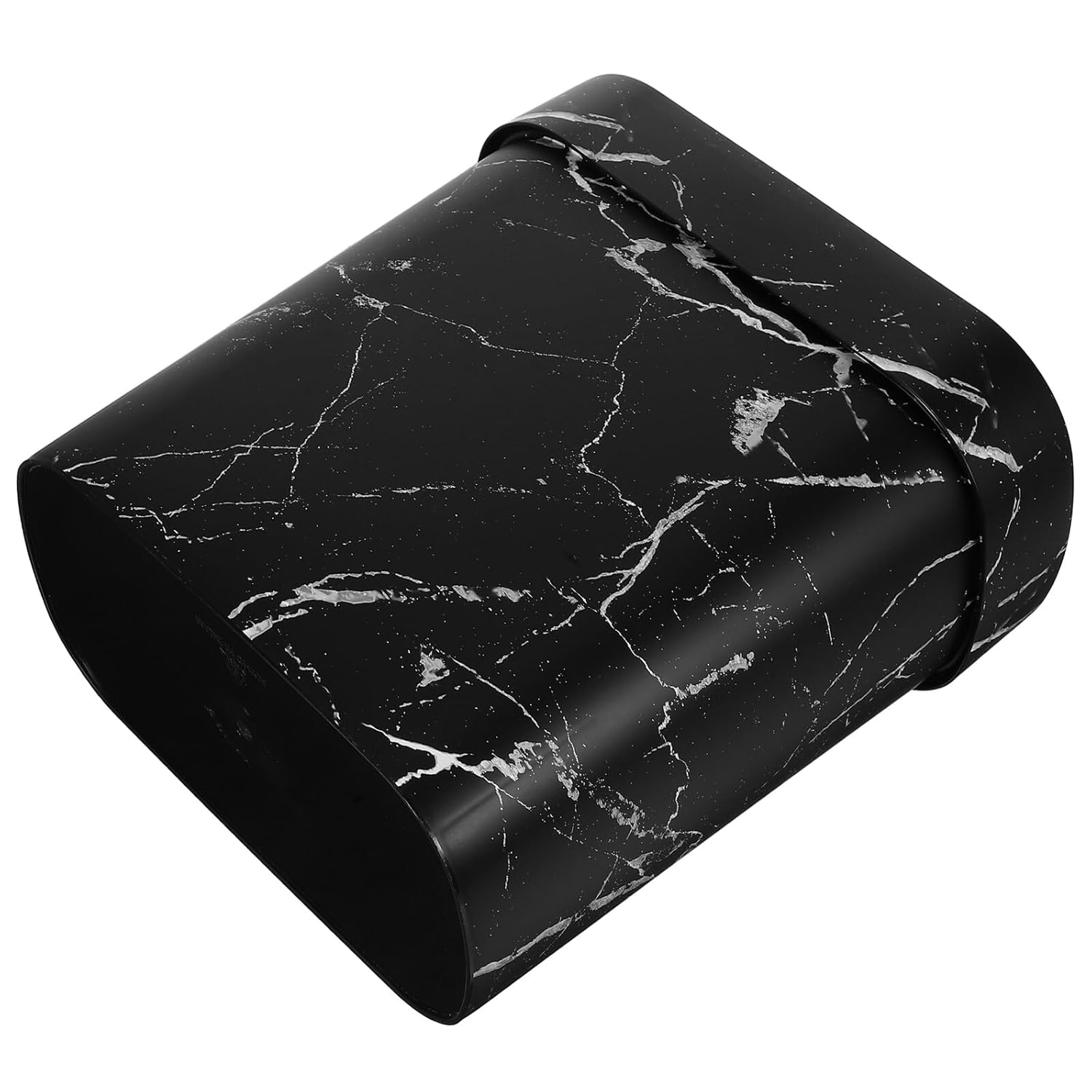 jojofuny Marble Pattern Open Top Trash Can Oval Plastic Wastebasket Kitchen Bathroom Garbage Bin for Bedroom Office Storage and Organization