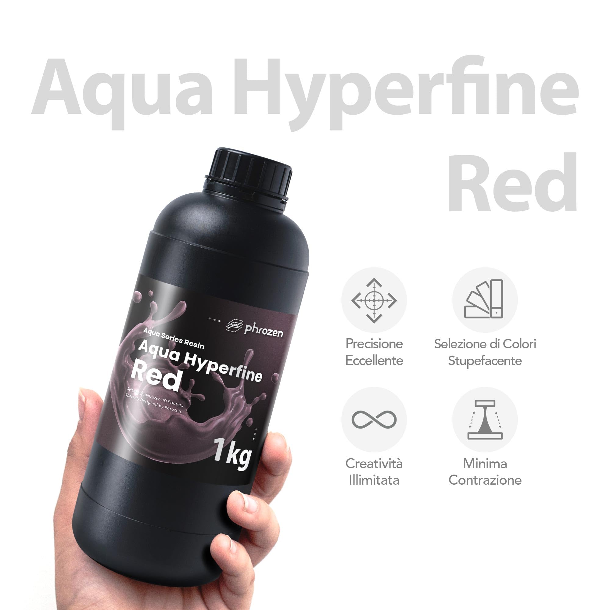 Phrozen Aqua Resina Fotopolimerica Hyperfine, confezione blu e rossa, 1 kg ciascuna, alta risoluzione per stampanti 3D LCD 9K, 12K e superiori