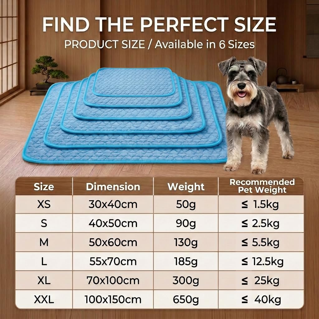 Generisch Kühlmatte für Hunde,Hundematte Sommer Kühlkissen,2026 Neu Kühlkissen für Katzen und Hunde,Waschbar rutschfest Eisseide Kühldecke,für Hundebox Bett Auto Sommer 100 * 150cm (Blau, XXL)