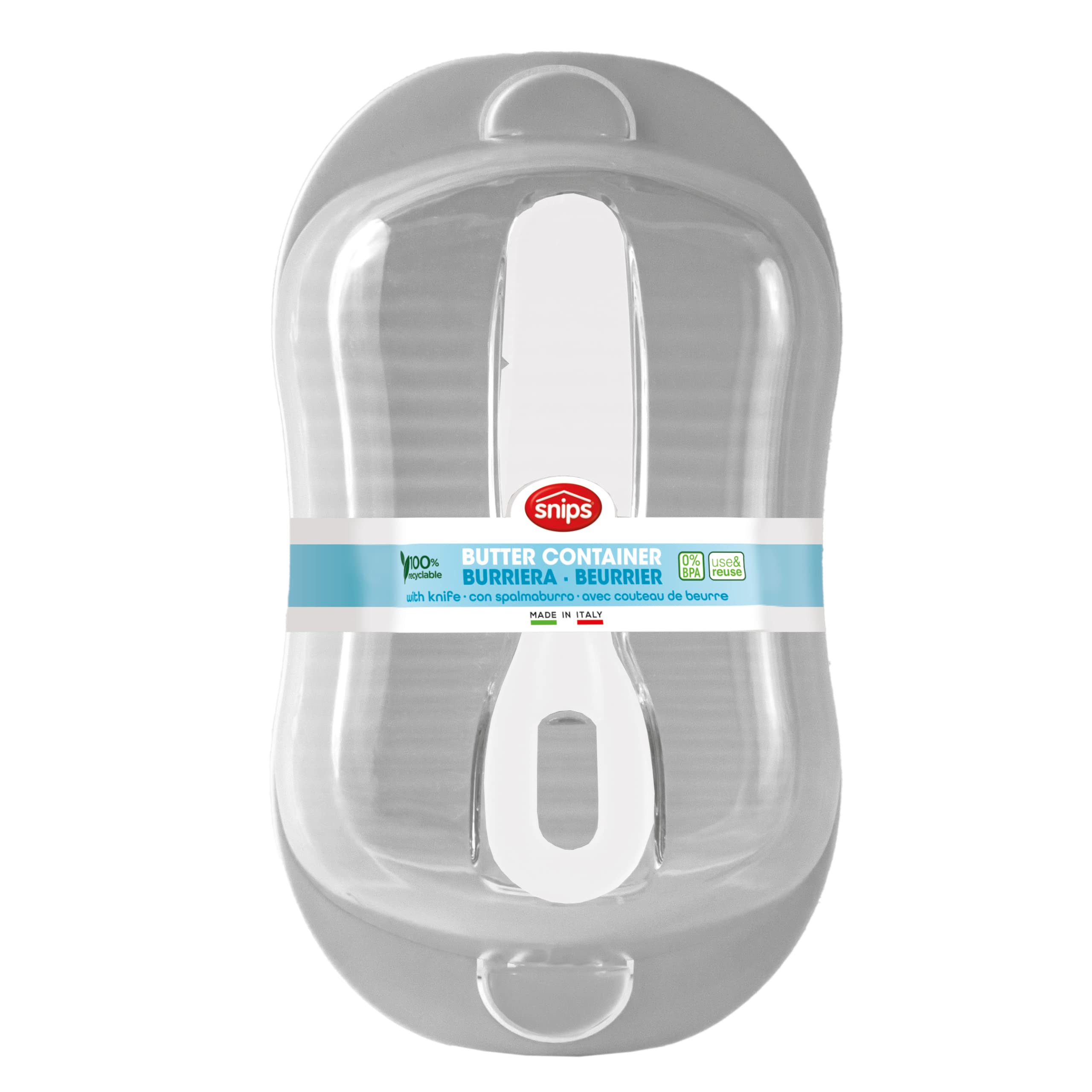 Snips Butter Dish with Lid 0.5 L, Butter Container with 2 Safety Locks and Butter Knife, Clear Dome, Fridge Butter Keeper - Image 3