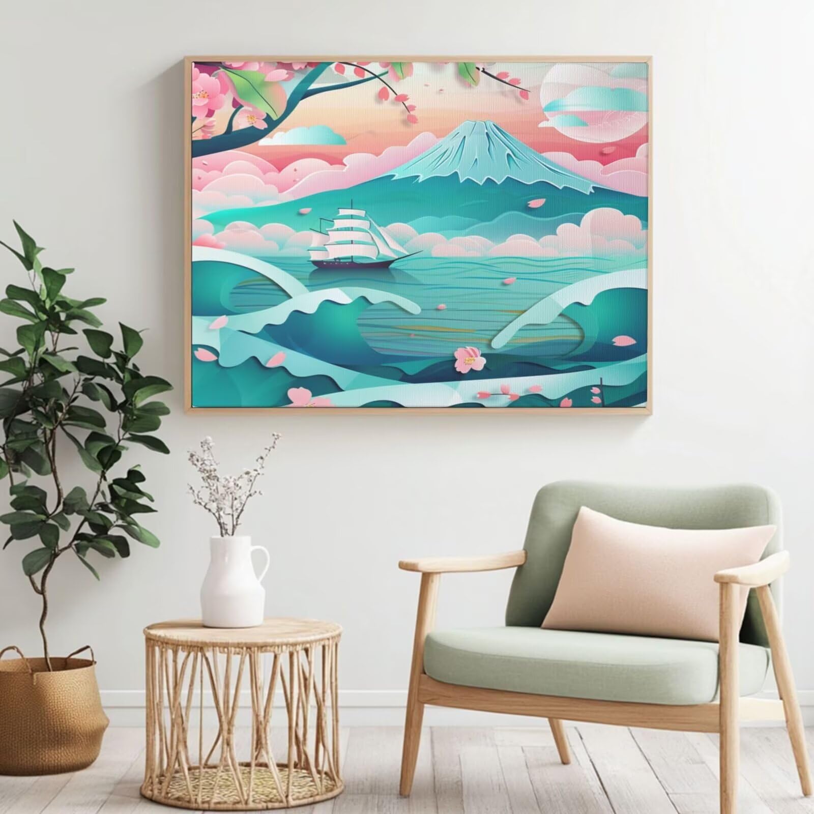 Kit per pittura con numeri per adulti, pittura ad acquerello con numeri per principianti, pittura ad olio acrilica per fai da te, kit di decorazione da parete (90 x 65 cm, senza