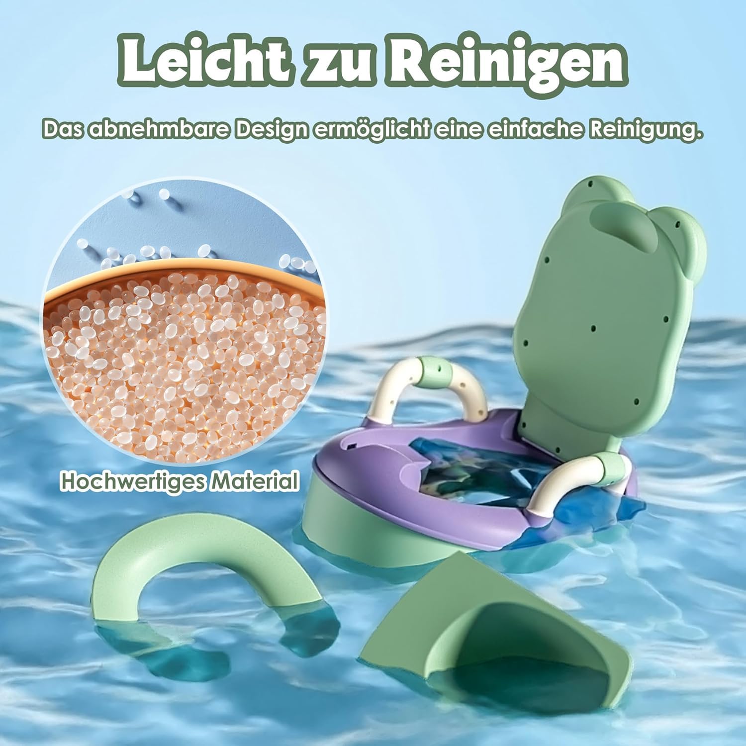 ACXIN Kinder Töpfchen Kindertoilette für Kleinkinder Toilettentrainer Kinder Toiletten Babytopf mit Spritzschutz&Armlehnen Toilettentrainer Cartoon Deckel (Normal Typ, Grün)