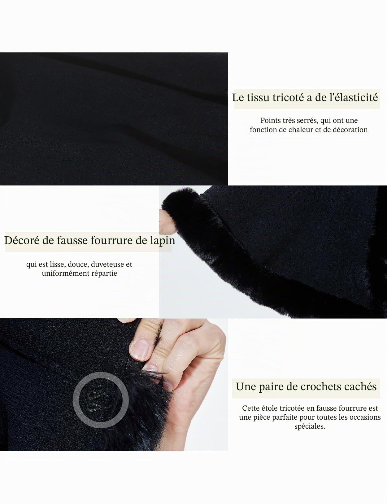 BEAUTELICATE Tricoté Poncho Femme Cape Manteau à Capuche Chaude Châle Étole En Fausse Fourrure Pour Automne Hiver Mariage Soirée Gala Mariée Demoiselle d'honneur S96