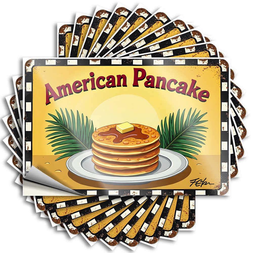 Room Door Decor Bumper Cover | American Pancake: A Classic Breakfast Delight Southern Stone Sticker Pack(6X9CM)