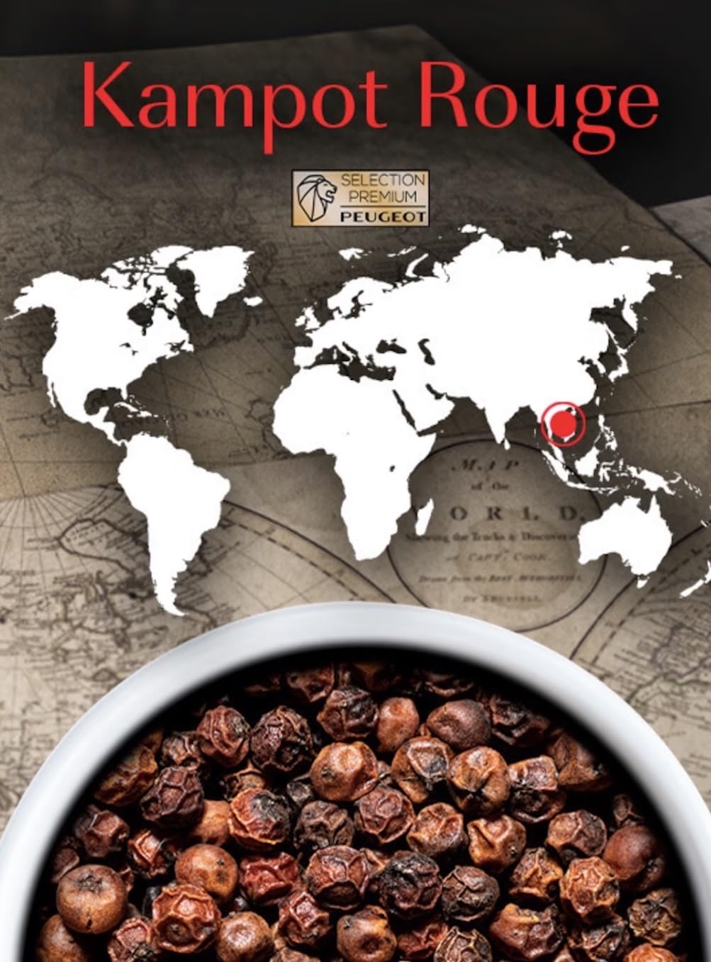 PEUGEOT Premium-Pfeffer-Multipack - Kampot Black & Red, Voatsiperifery, Fresh Blend - Herkunft: Kambodscha & Madagaskar - Dreifach-Schutzbeutel - 4x60g