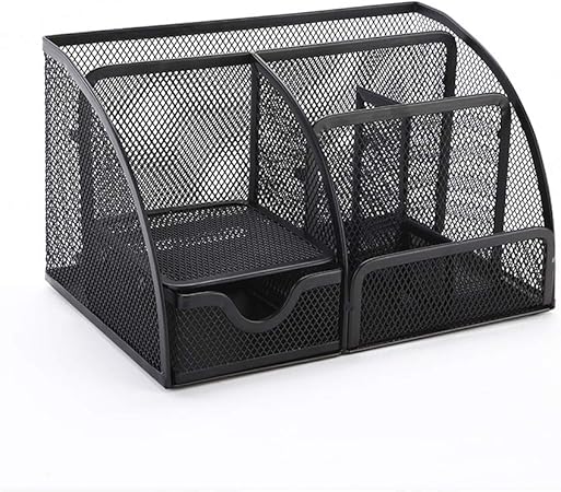 Amazon Samdvm 多機能文具収納ボックス メッシュデスクオーガナイザー 7仕切り ペン立て 卓上収納 デスク卓上小物収納ボックス筆筒 メッシュデスクオーガナイザー 納ラック メッシュファイルラック オフィス収納 整理 事務用品 格納 オフィス 金属材料 文房具