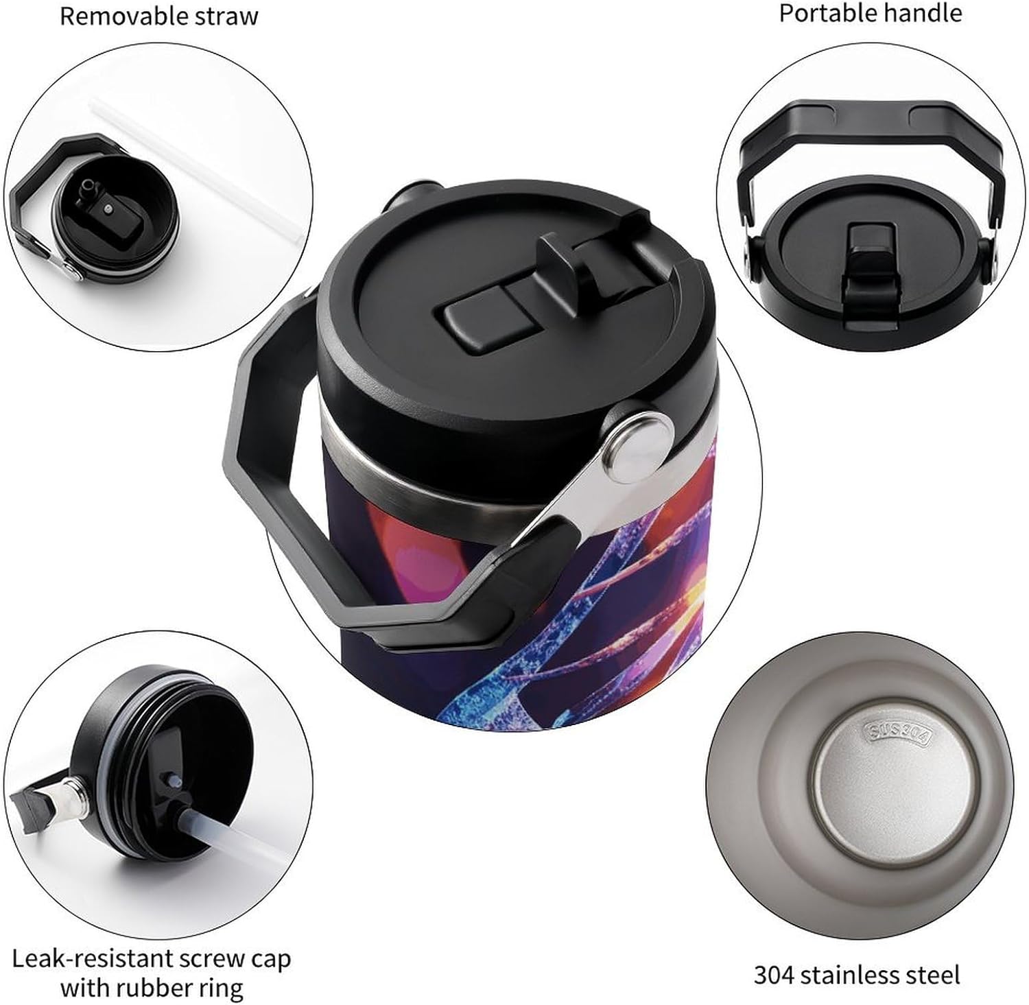 DNA Genetic Helix Water Bottle 30 Oz Fits Car Cup Holder,Insulated Coffee Mug Large Capacity Car Cups,Stainless Steel Double Wall Sport Bottle for Travel Sports Gym