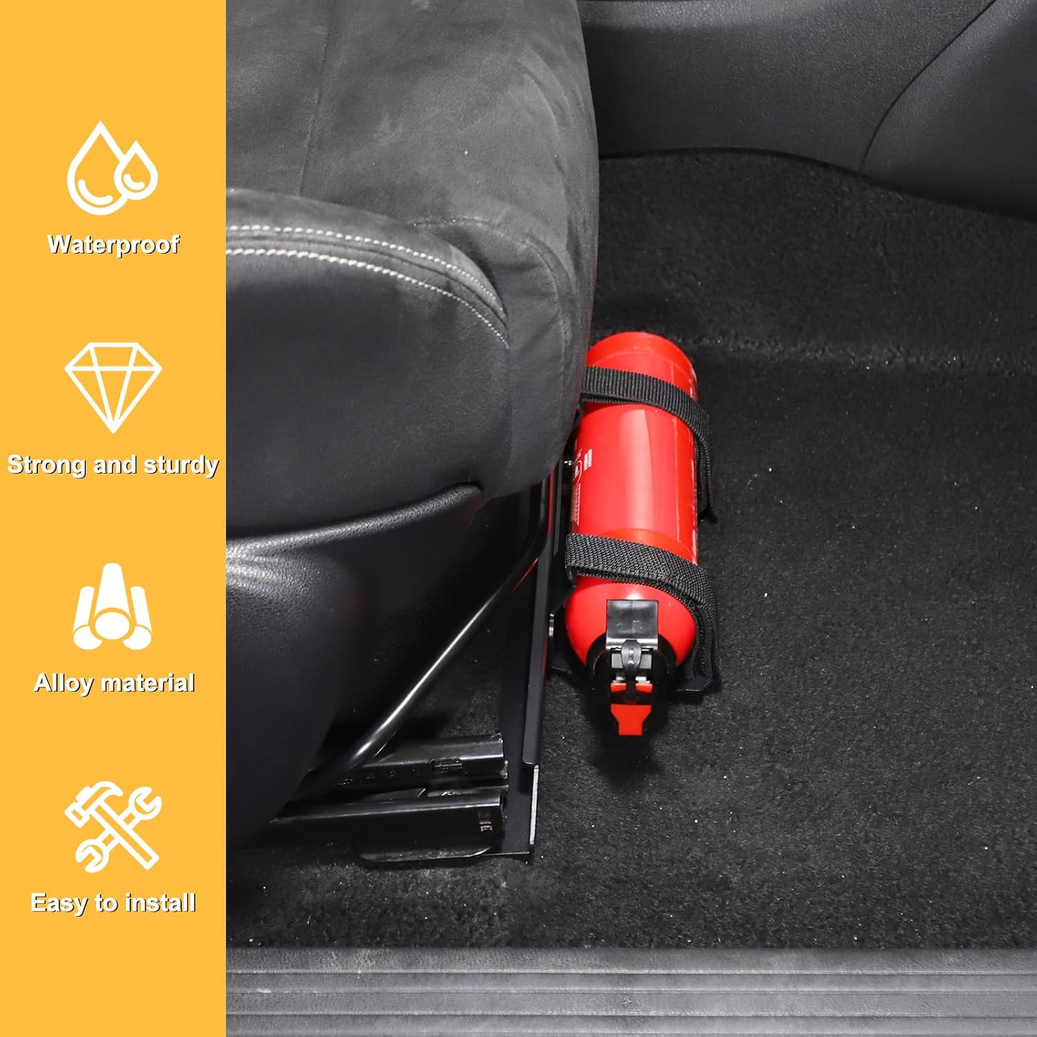 Underseat Fire Extinguisher Holder Mount Compatible with 2011-2019 Nissan Juke Infiniti ESQ Co-Pilot Under Seat Roll Bar Fire Extinguisher Holder