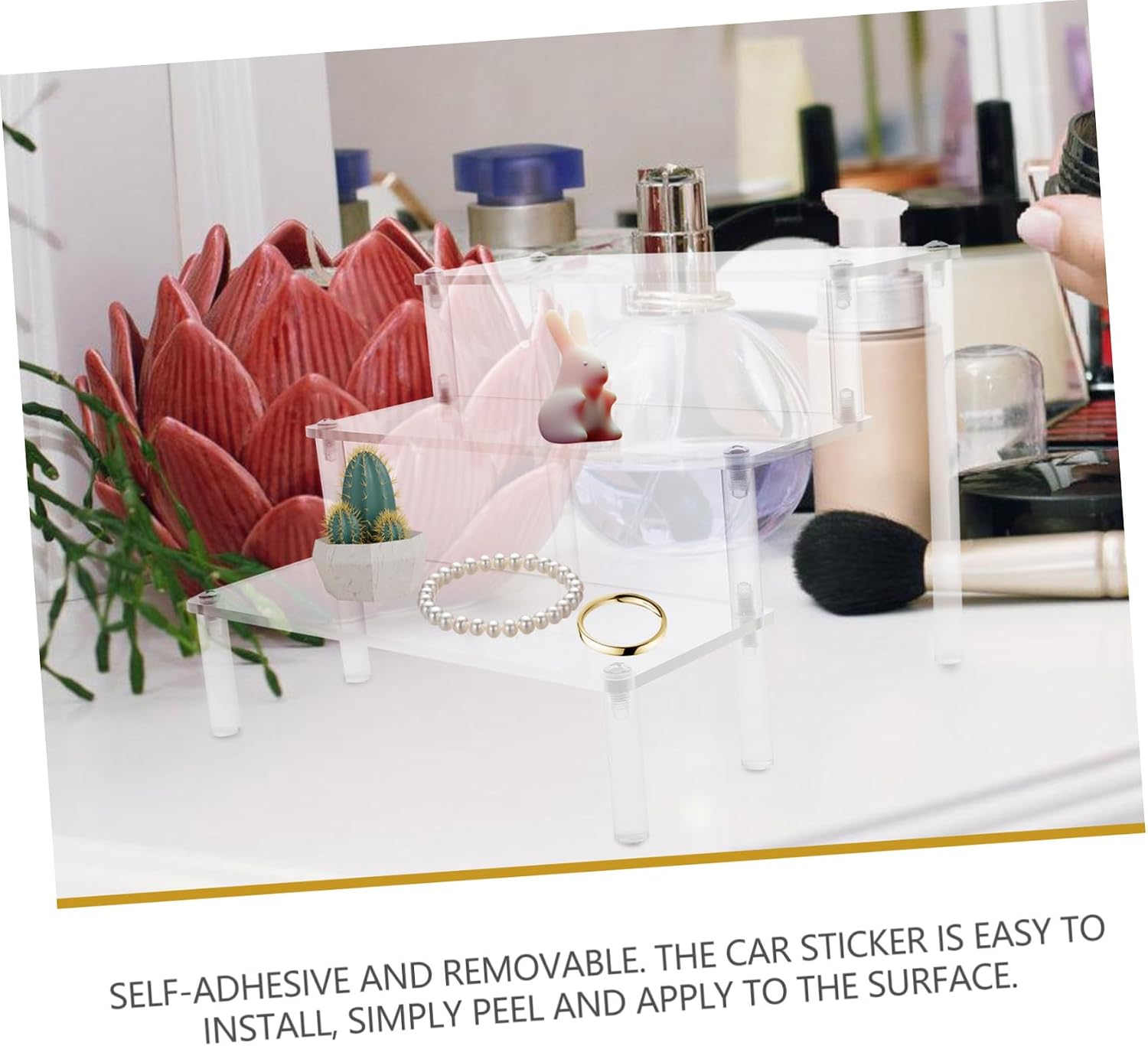 2pcs Acrylic Riser Display Stand Tiered Perfume Stand for Women Jewelry Organizer Acrylic Rack Display for Shelves