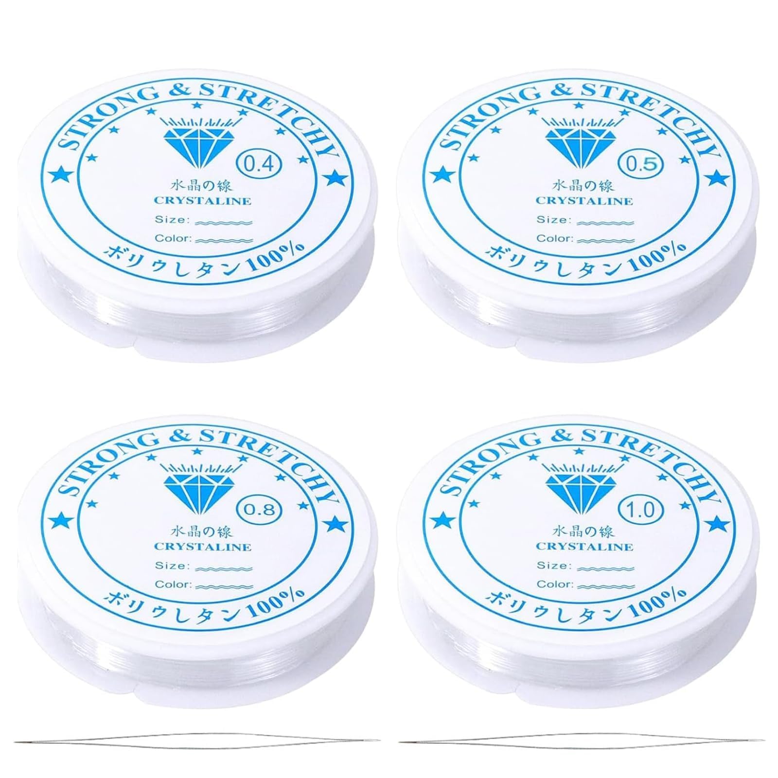 4 Rolls Clear Elastic for Bracelet Making, Strong Bracelet String, Stretchy Bracelet Elastic for Hanging Decorations, DIY Making (0.4/0.5/0.8/1.0mm)