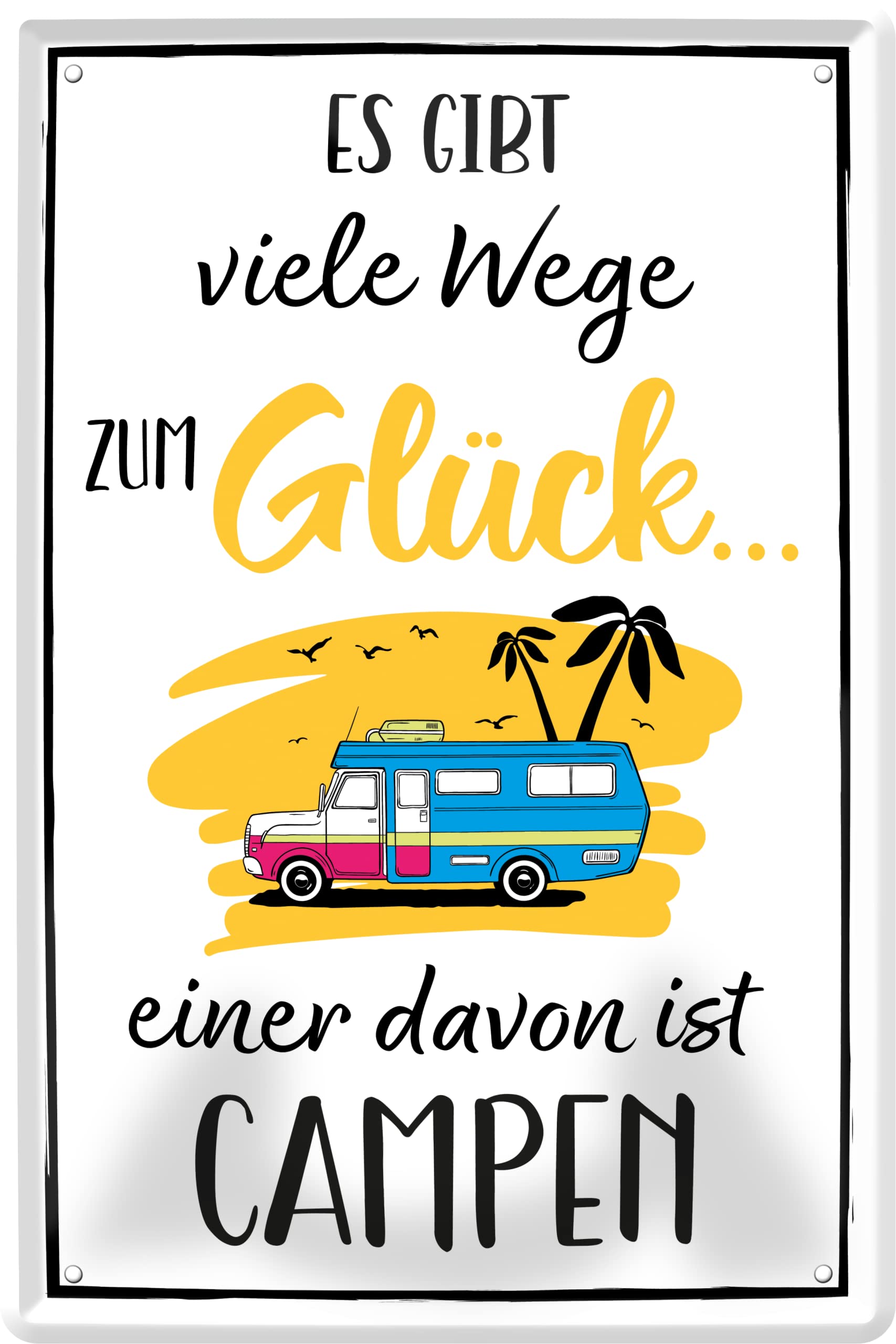 Amazon.de: Blechschild ''Es gibt viele Wege zum Glck Campen (Camper Bus)''  20x30cm Geschenk Lustige Sprche Feier Vintage Retro Geburtstag Deko Party  berraschung Fan Camping Natur Wald Freiheit Zelten