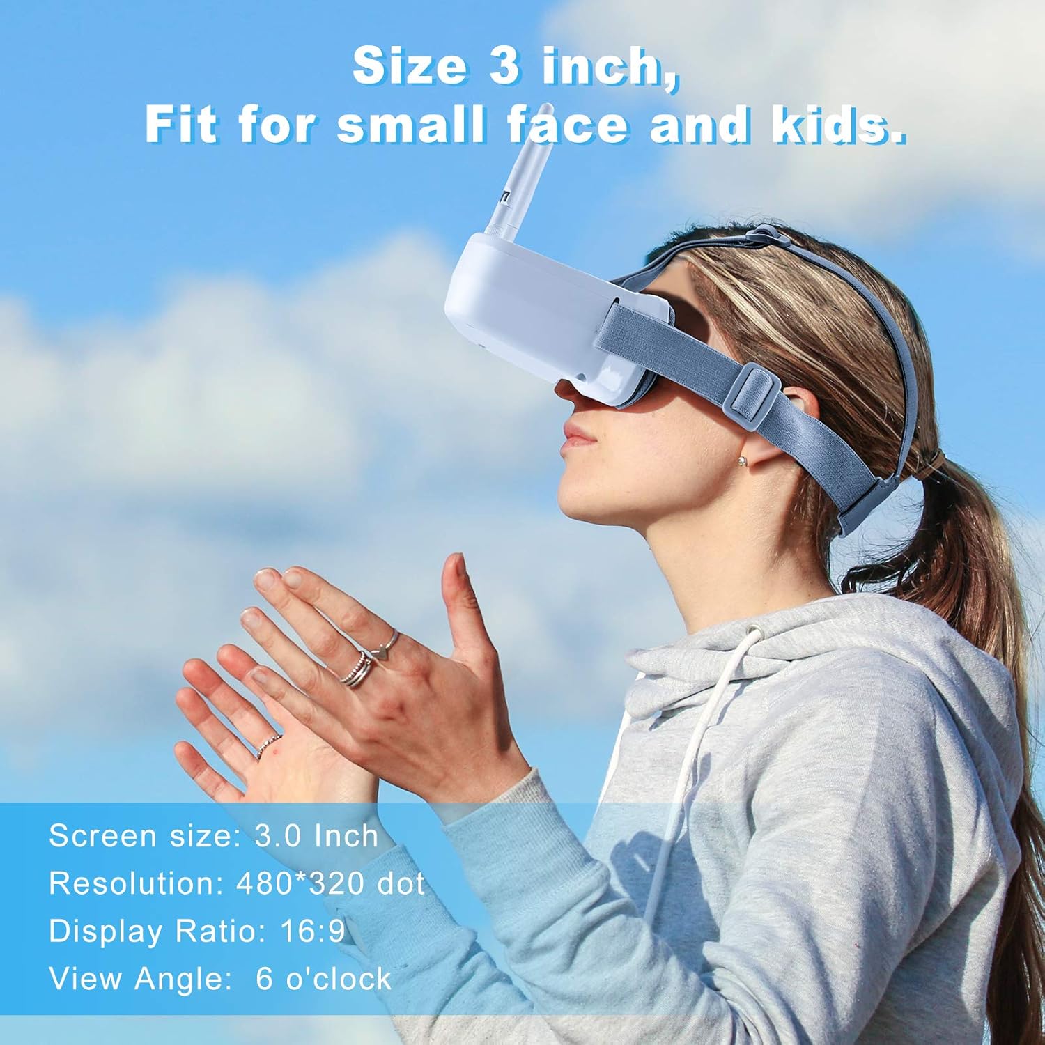 Hоttеѕt Sаlеѕ Mini FPV Goggles 5.8G 3 Inch 40CH FPV Video Headset with Double RP-SMA Antenna and Handbag Built-in 1200mAh Battery for FPV Racing Drone Quadcopters(White)