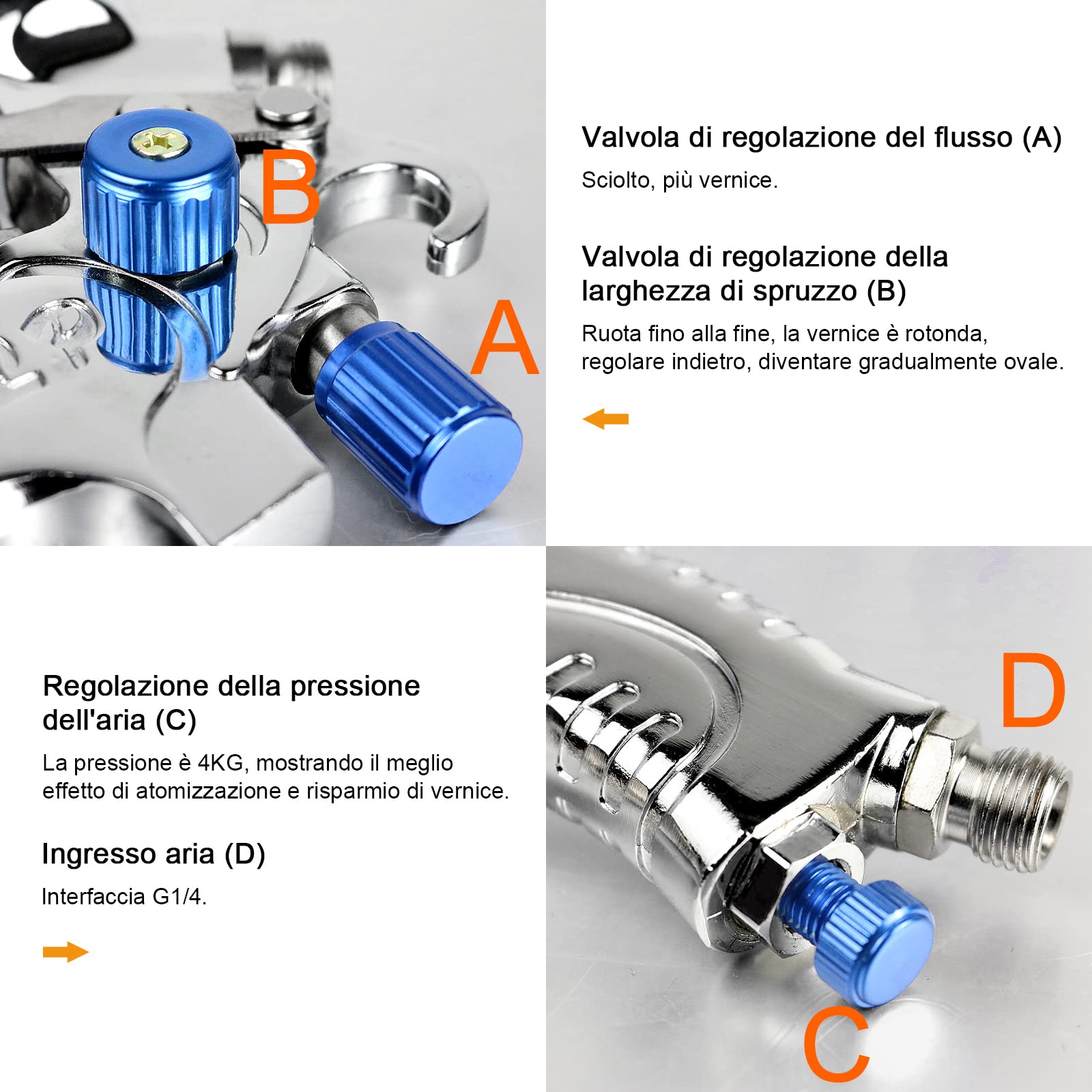 HVLP Professionnel Pistolet à Peinture Alimentation par Gravité 3 Buses 1,4mm 1,7mm 2,0mm Coupelle 600cc par gravité HVLP Meubles de Voiture Petit Pistolet de réparation