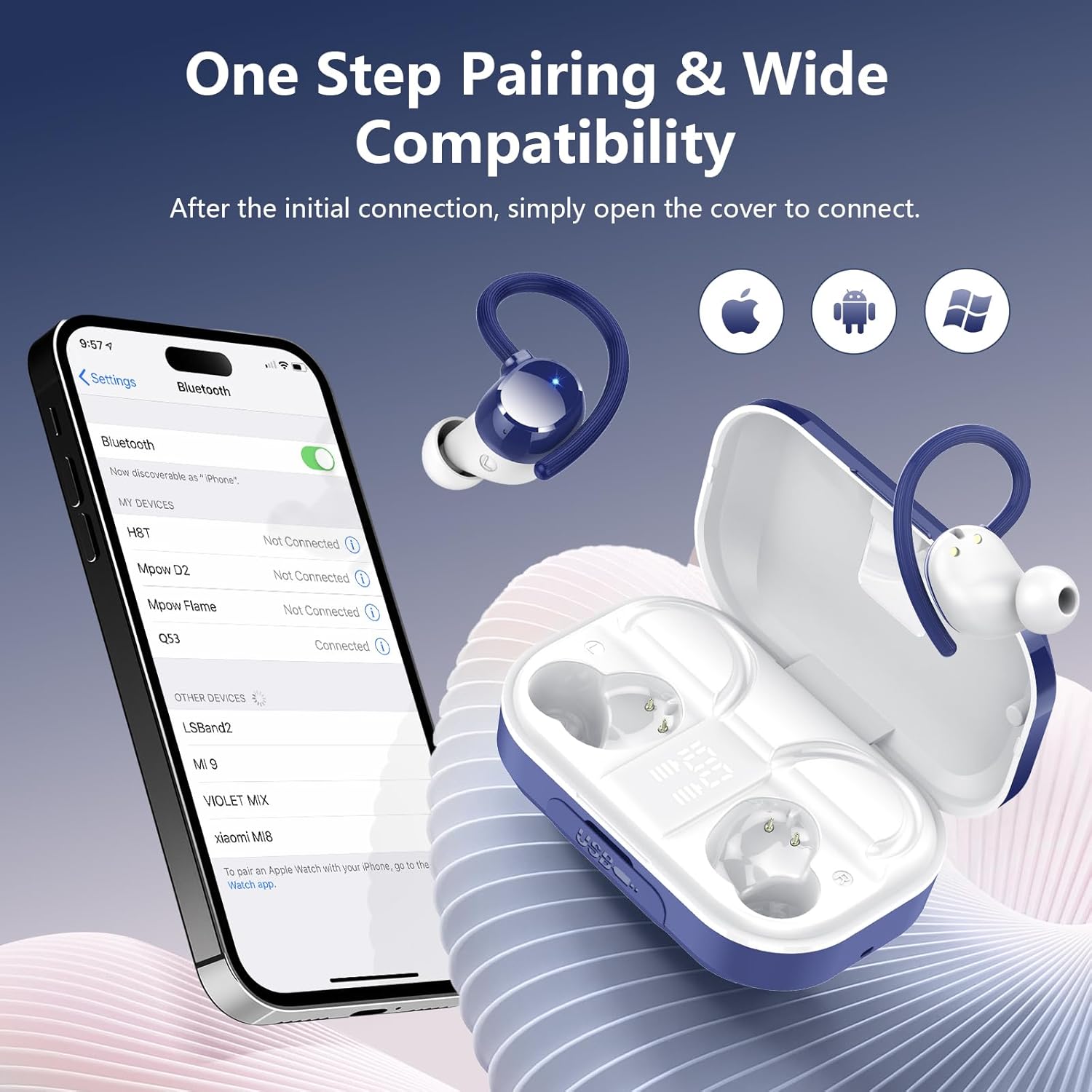 Wireless Earbuds, Bluetooth 5.4 Sport Headphones, 128H Playtime Over Ear Buds for Small Ear, Stereo Deep Bass, Sport Wireless Bluetooth Earphones, IPX7 Waterproof Running Headphones for iOS Android