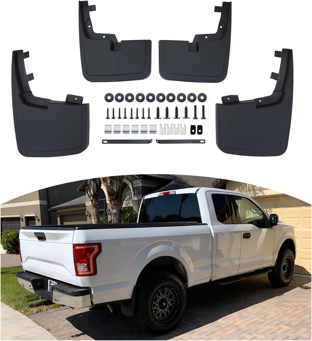 Autrix Mud Flaps for 2015–2020 Ford F-150 (4‑Piece No Fender Flares)