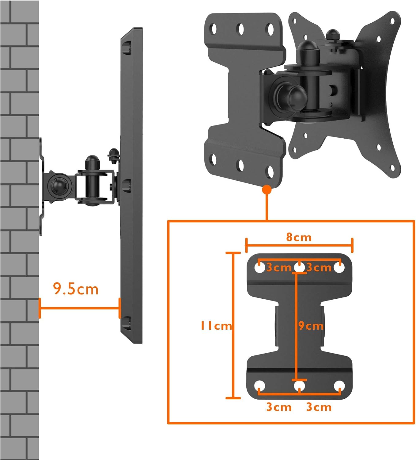 1home Full Motion TV Wall Mount Bracket Tilt Swivel 13”-30” LCD LED TV …