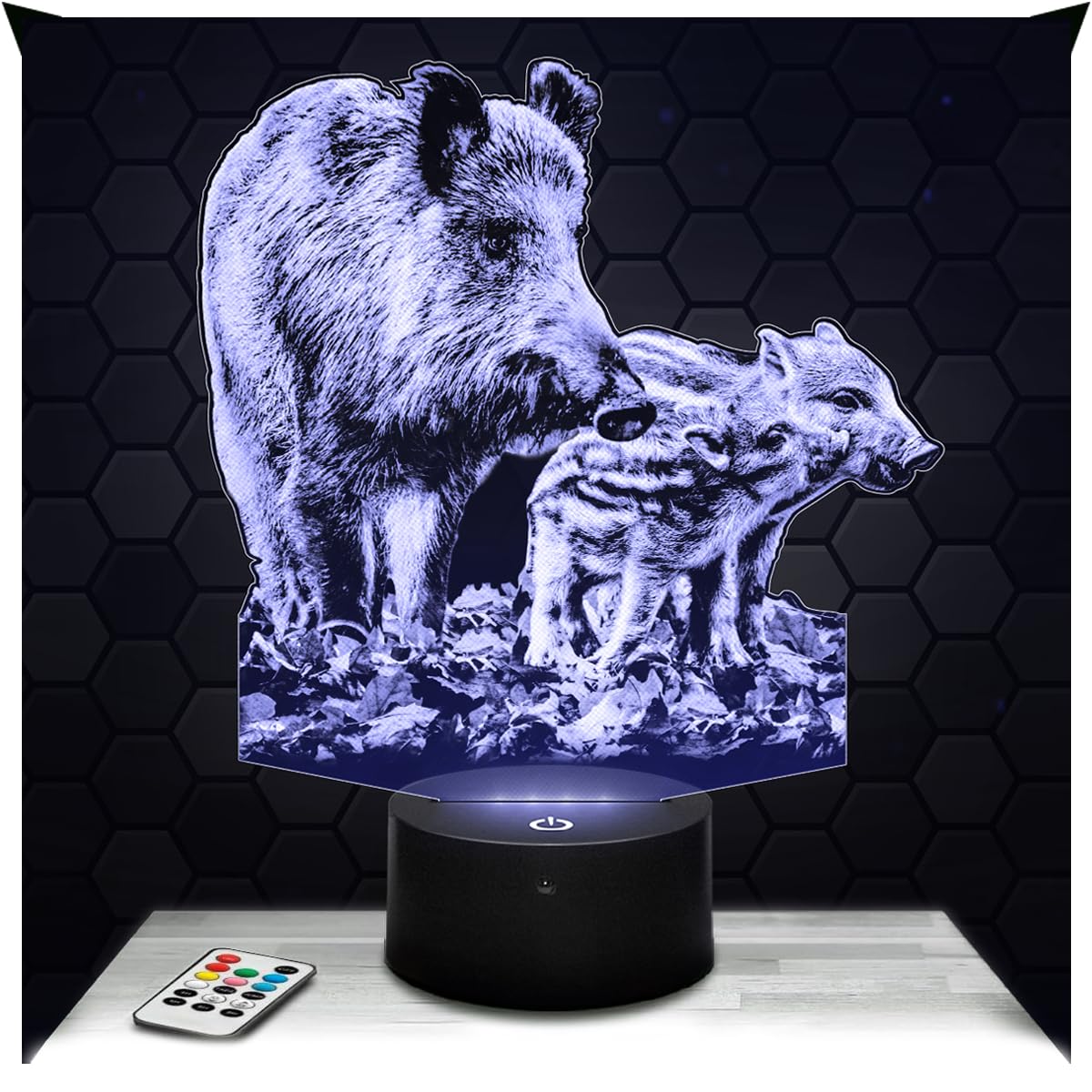 Lampephoto.fr - Wild Boar 3D Lamp Animal Touch Night Light Led, 3D Hologram Effect, Christmas Birthday Gift Idea for Boy or Girl, Room Decoration Object โ image 1