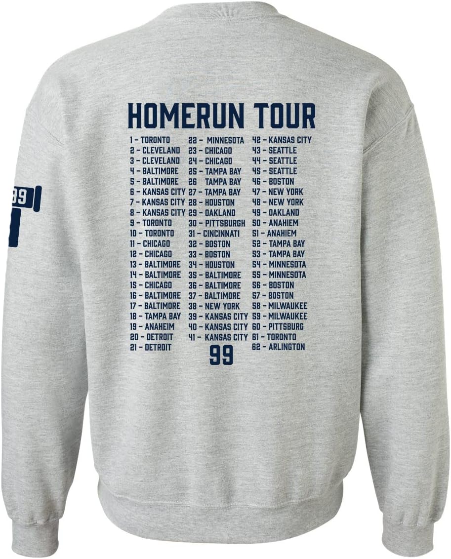 Trenz Shirt Company Baseball Number 99 Judge 62nd Homerun Tour 62 Cities Homerun Mens Crewneck Pullover Sweatshirt