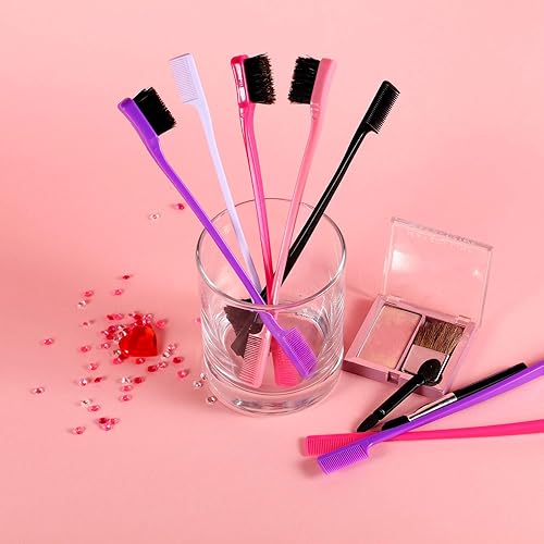 Miniatura 4 de 10 piezas de cepillo de borde de pelo doble cara control cepillo peine paquete combinado peine suave peinado 5 colores