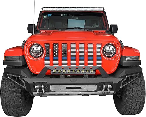 Miniatura 5 de Hooke Road Gladiator JT/Wrangler JL Flag Grill Rejilla frontal deflector de pantalla compatible con Jeep Wrangler JL y Gladiator JT 2018-2025