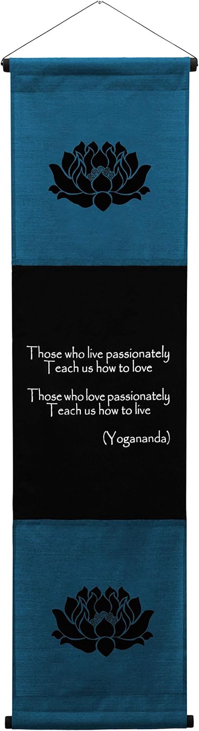 G6 Collection Inspirational Wall Decor Yogananda Banner Art, Inspiring Quote Wall Hanging Scroll, Affirmation Motivational Uplifting Message, Thought Saying Tapestry Yogananda (Blue)