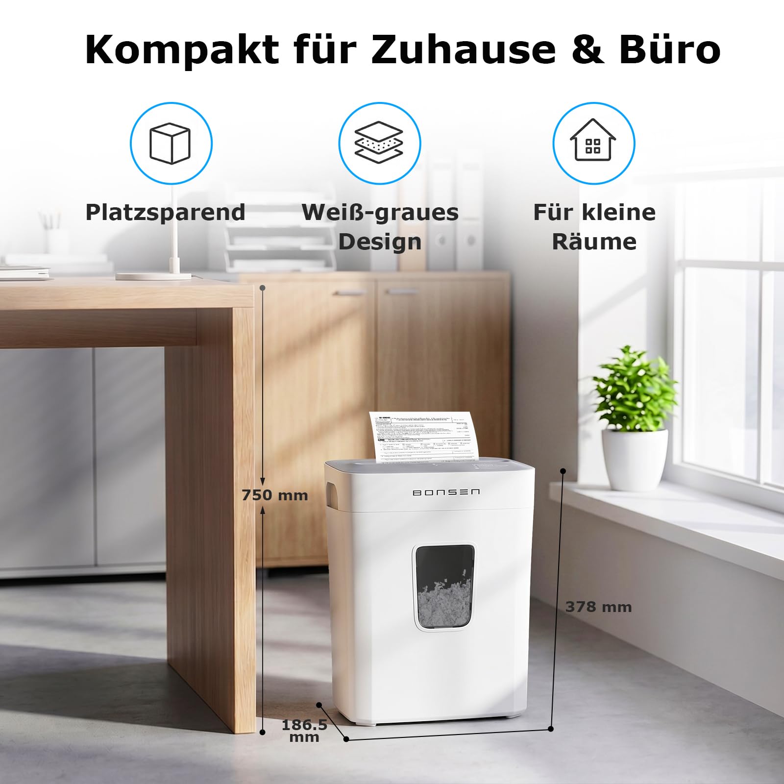 BONSEN Niszczarka do dokumentów 6 arkuszy S5201-W