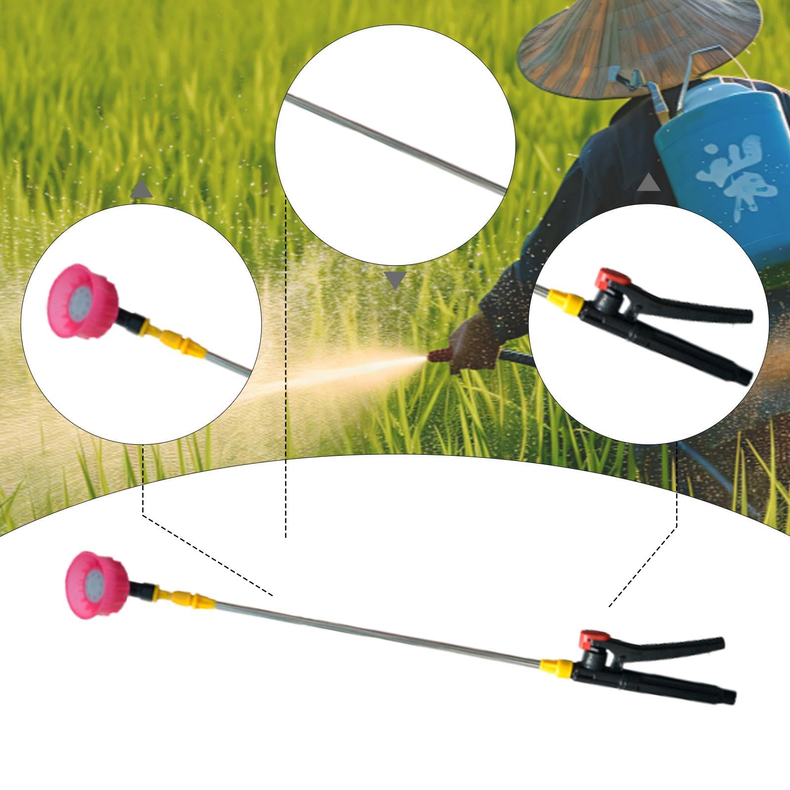 Lance de Pulvérisation Tige Rétractable pour Jardin D'Arrosage Rallonge de Nettoyage en Acier Inoxydable Adapté Au Jardinage et Au L, Buse à 8 Trous