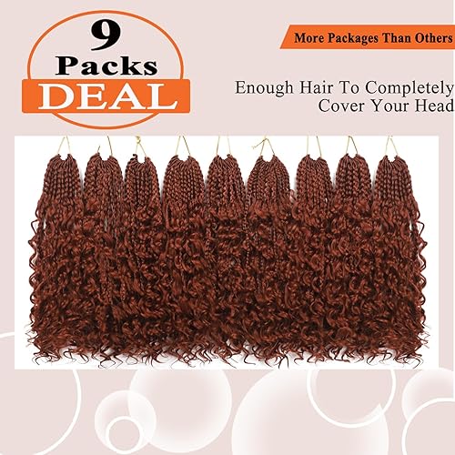 Miniatura 9 de Flagship Paquete de 9 paquetes de trenzas de ganchillo Goddess Box para mujeres negras, trenzas de ganchillo preenrolladas de 10 pulgadas con