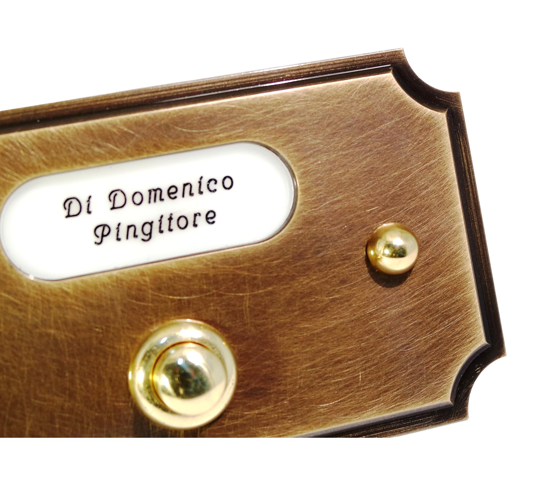 Neroni Mameli Campanello in Ottone Bronzato per Esterno abitazione - Porta Ingresso Casa, con Pulsante Elettrico - Modello Tiberio - Made in Italy