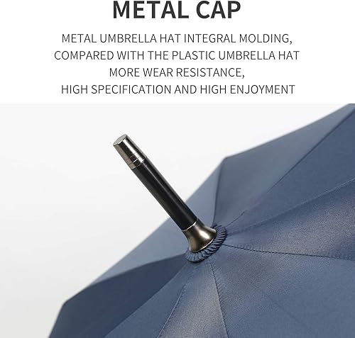 Miniatura 4 de TIME LOVER Paraguas de gran tamaño a prueba de viento, mango de gancho de madera, palo en J, apertura automática, paraguas de secado rápido para