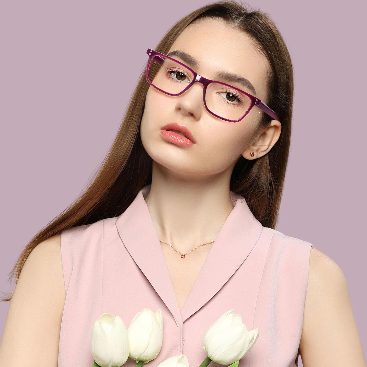  5-Pack Reading Glasses Blue Light Blocking Spring Hinge Readers for Men Women Computer Eyeglasses (5Clours-4, 0.5, x) thumbnail