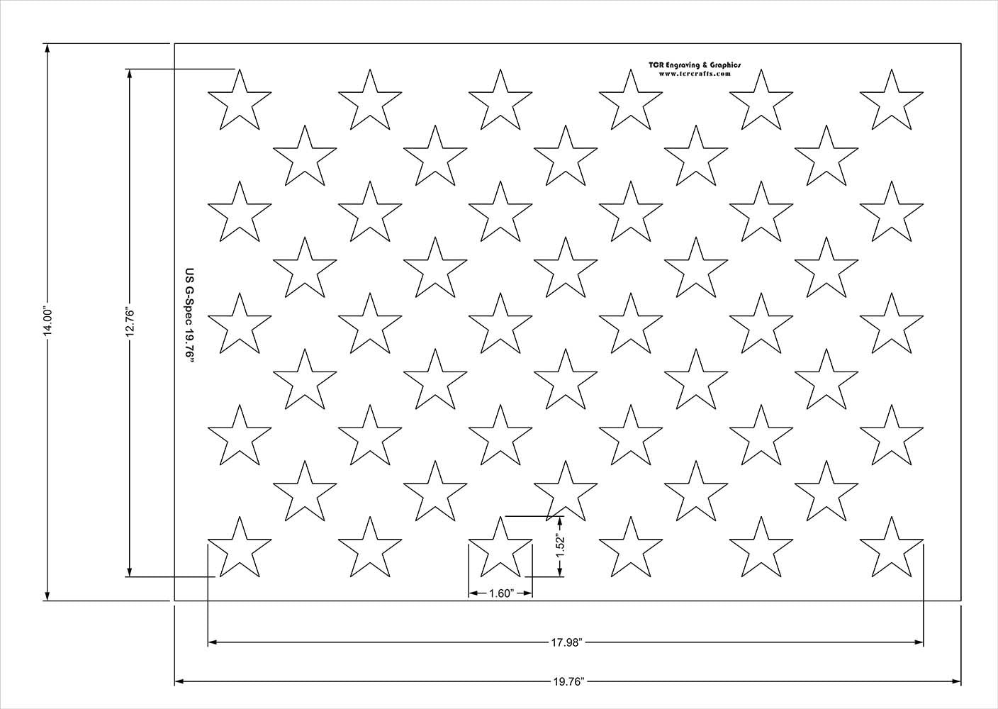 50 Star Field Stencil - US/American Flag - G-Spec 14 x 19.76 Inches