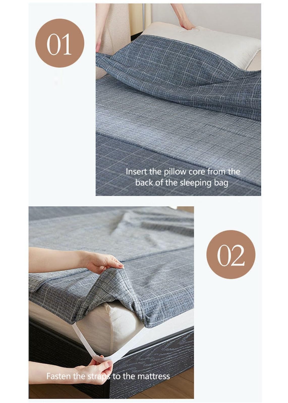 Drap de Sac de Couchage de Voyage en Gaze de Coton Double Couche, légère et compacte, Sac à Viande Couchage Portable Voyage Camping hôtel randonnée