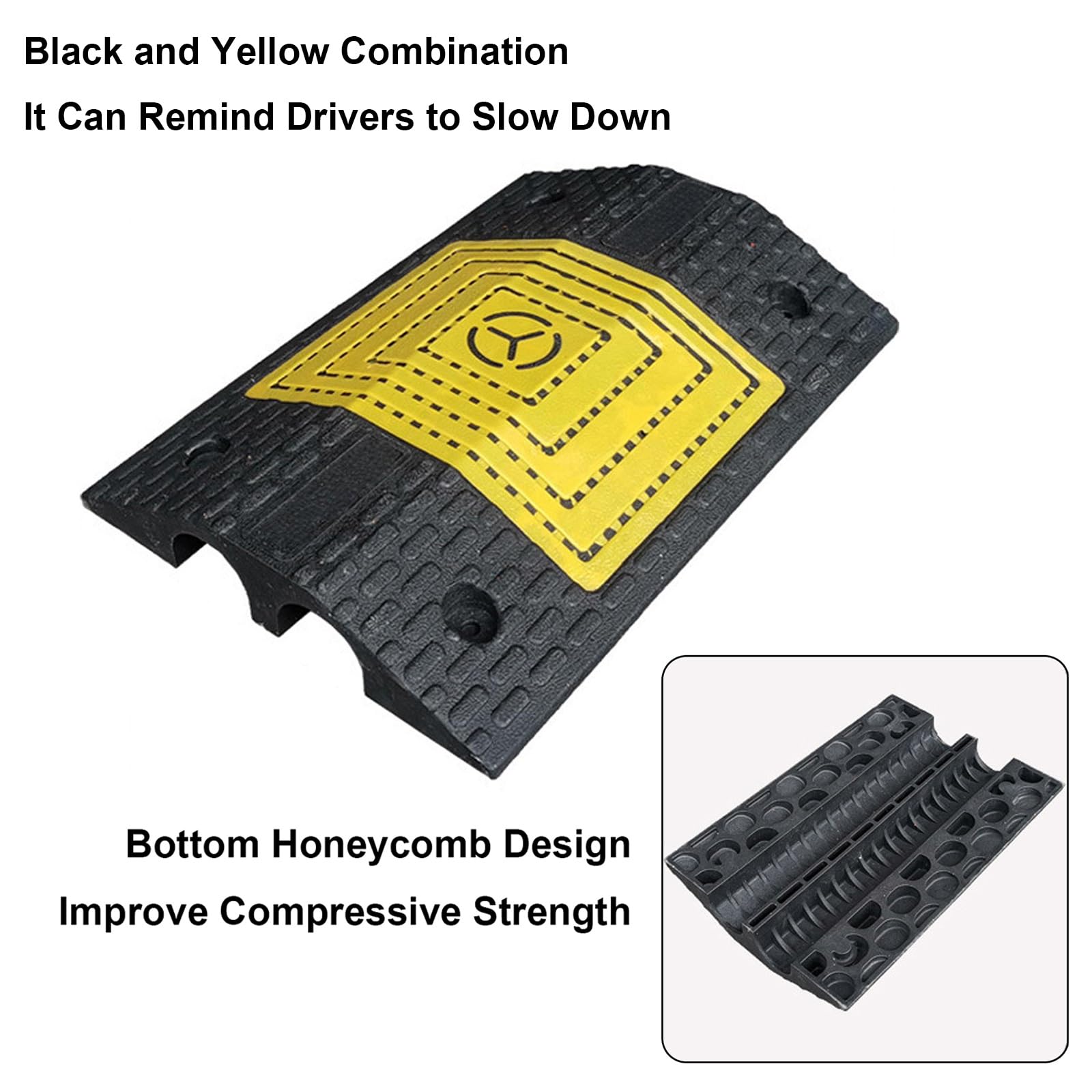 Rampa de Protección de Cable, Protector de Cables para Suelo de 2 Canales, Canaleta Cables Suelo para Asfalto/Hormigón/Grava, Capacidad de Carga de 5 Toneladas(50.5 * 35 * 7cm/19.9 * 14 * 2.7in)
